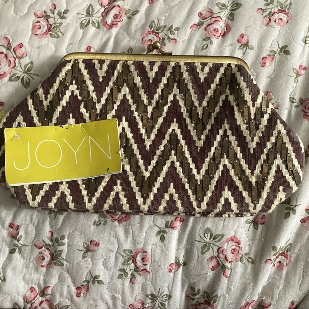 NWT Joyn Brown Zigzag Clutch